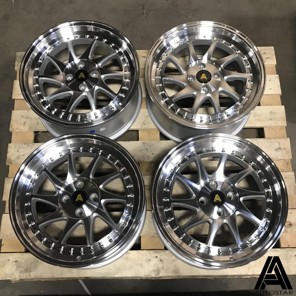 AutoStar Vader 17x8 4x100 ET35 Silver with Machined Face and Polished Lip - Set of 4
