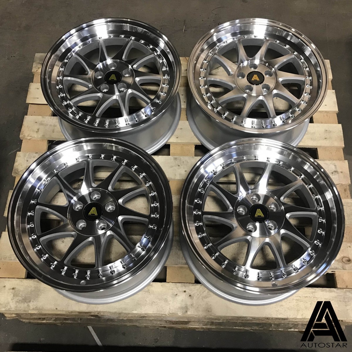 AutoStar Vader 17x8 5x100 ET30 Silver with Machined Face and Polished Lip - Set of 4