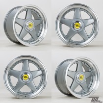 White Label 666 17x8.5 & 17x10.0 ET25 & ET15 5x112 & 5x120 Staggered Set of 4 - Gunmetal Grey with Polished Lip