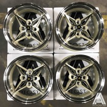 AutoStar Kanji 14x8.0 4x114 ET-5 Polished Lip with Champagne Gold Centre - Set of 4