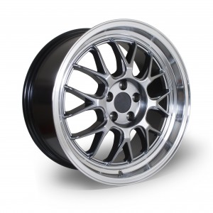 White Label Type M 17x8.0 5x100 ET35 Hyper Black with Polished Lip